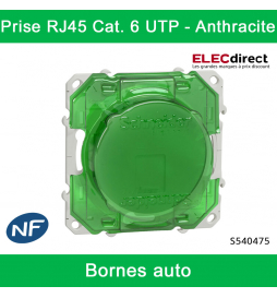 Schneider - Prise RJ45 Grade 1 Odace - Anthracite - Catégorie 6 UTP - Multimédia - IDC - Réf : S540475