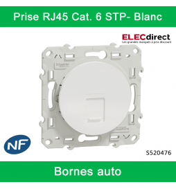 Schneider - Prise RJ45 Grade 3 Odace - Blanc - Catégorie 6 STP - Multimédia - IDC - Réf : S520476