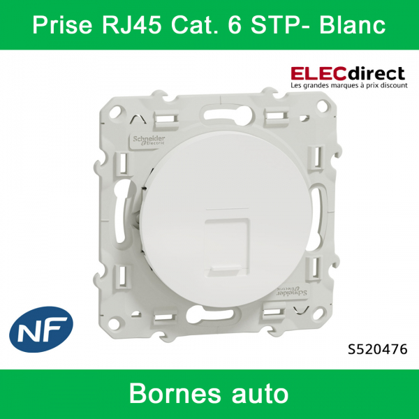 Odace, prise double rj45 anthracite, grade 3 (multimédia) cat. 6 stp, à vis