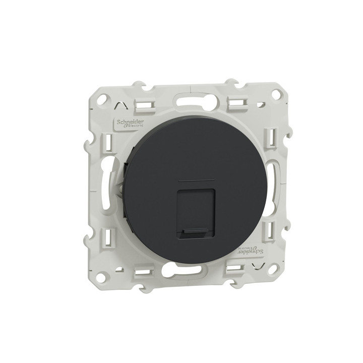 Schneider - Prise RJ45 Grade 3 Odace - Anthracite - Catégorie 6 STP - Multimédia - IDC - Réf : S540476