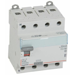 Legrand - Inter diff DX3 - ID 4P 63A - 30mA - F - Réf : 411696