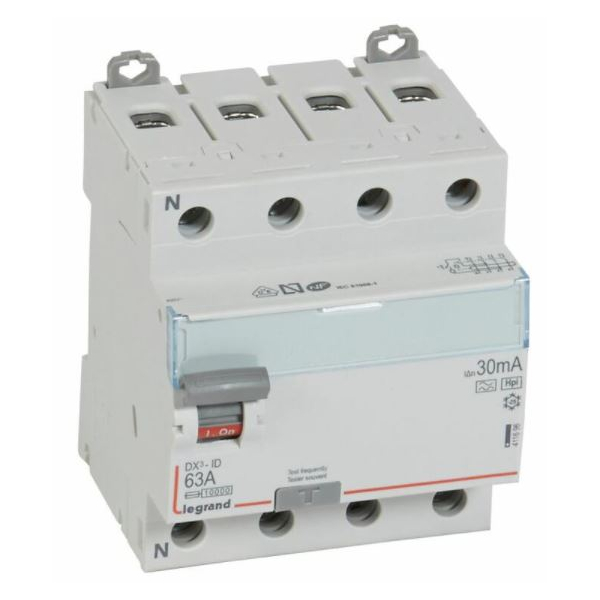 Legrand - Inter diff DX3 - ID 4P 63A - 30mA - F - Réf : 411696