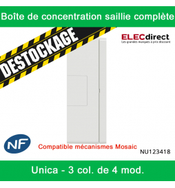 Schneider - Boîte de concentration Unica saillie complète - 3 col de 4 mod - Blanc - Réf : NU123418