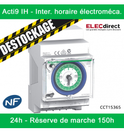 Schneider - Acti9 IH - Interrupteur horaire électromécanique - 24H - Réserve de marche 150h -  Réf : CCT15365