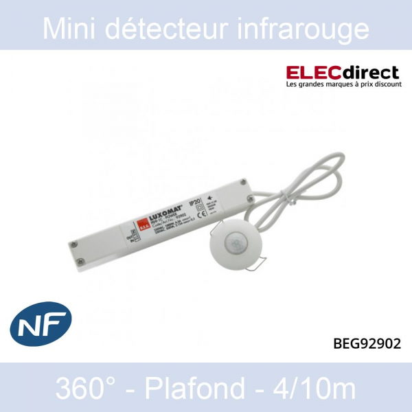 B.E.G - Mini détecteur de mouvement infrarouge LUXOMAT - 360° - Blanc - PD9-1C-FP-BL - Ref : 92902