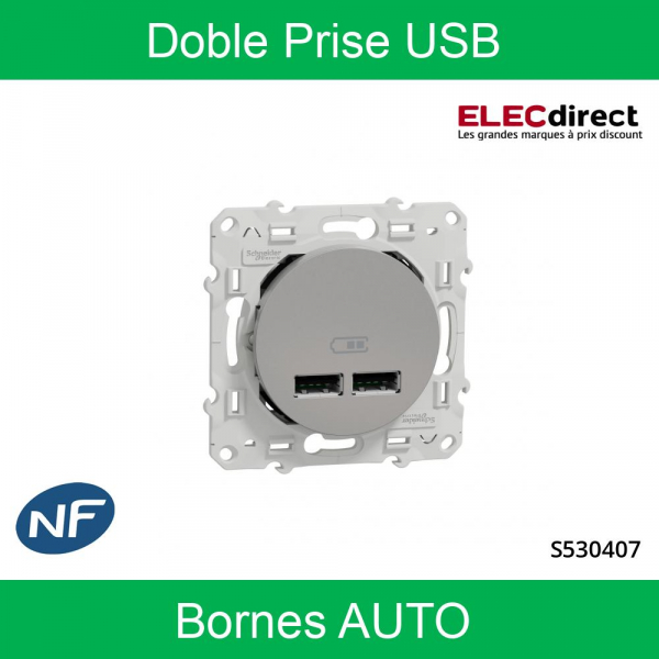 Prise électrique + 2 ports USB intégré - Boîtier saillie - 2.1 A Max - Blanc