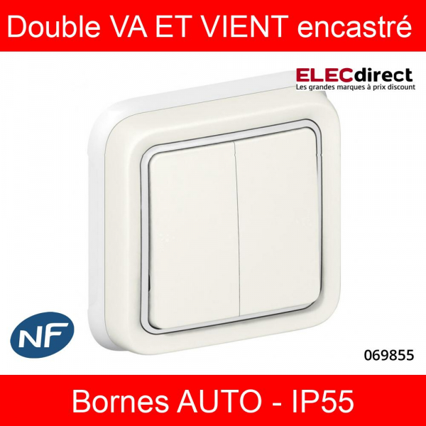 Legrand Plexo - Double va-et-vient Prog Plexo encastré blanc - 10 AX - Réf : 069855