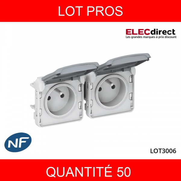 LEGRAND - LOT PROS- Plexo - Double PC précâblées - horizontal - 16A - 230V - IP55/IK07 - 069562X50