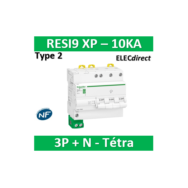 Schneider - Resi9 XP - parafoudre - 10kA - 3P+N avec accessoires - R9PL3 -  ELECdirect Vente Matériel Électrique