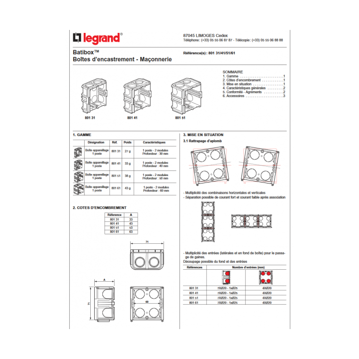 Legrand - Batibox - LOT de 100 Boîtes à sceller monoposte prof. 40mm - Réf. : 080141X100