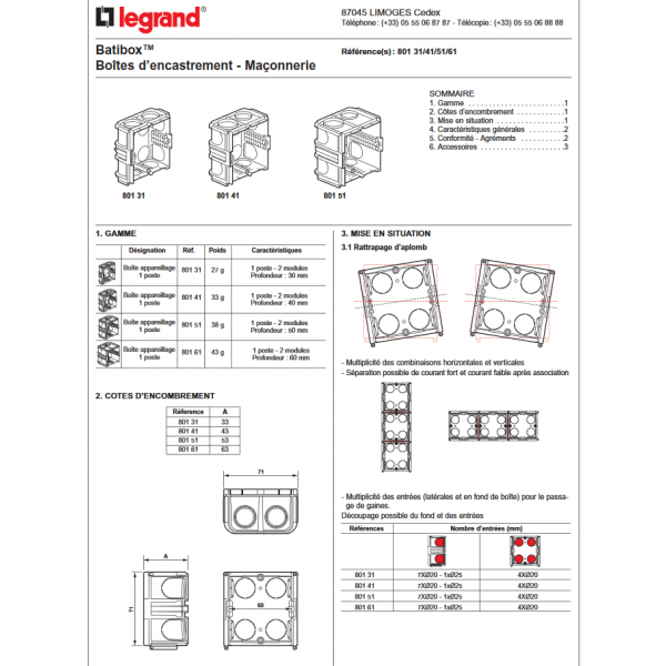 Legrand - Batibox - LOT de 100 Boîtes à sceller monoposte prof. 40mm - Réf. : 080141X100