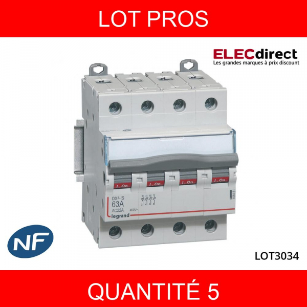 LEGRAND - LOT PROS - DX3 Interrupteur-sectionneur tétrapolaire 63A - Réf : 406481X5