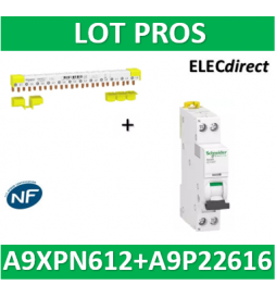 Schneider - Acti9 iDT40 - peigne - 1P+N + DPN 6KA 16A courbe C - A9XPN612+A9P22616