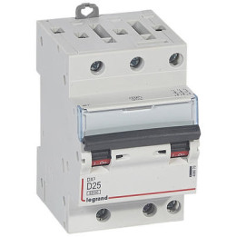 Legrand Disjoncteur DX3 - 3P - 25A - courbe D -10KA pour peigne HX³ optimisé - Réf : 408070