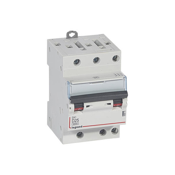 Legrand - Disjoncteur - 3P - 25A - Courbe D - DX3 6000/10kA - Vis/Vis - Réf : 408070