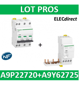 Schneider IDT40T - Disjoncteur 3P+N - 20A - 6kA - courbe C + Bloc diff. 25A 30mA AC - A9P22720+A9Y62725