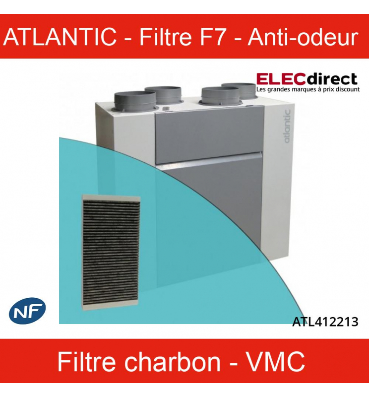 ATLANTIC- Filtres F7 - Anti-odeur - Charbon - VMC Optimocosy HR - Réf :  412213 - ELECdirect Vente Matériel Électrique