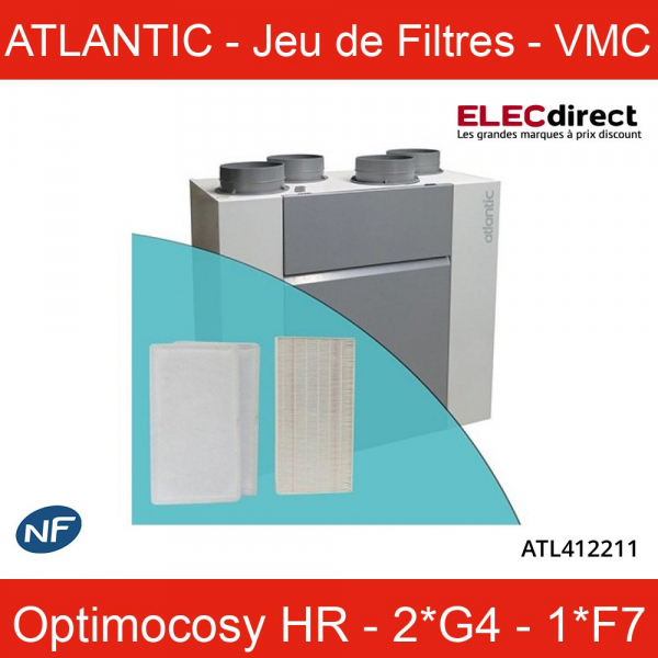 ATLANTIC - Filtres de rechange - VMC Optimocosy HR - Réf : 412211 -  ELECdirect Vente Matériel Électrique