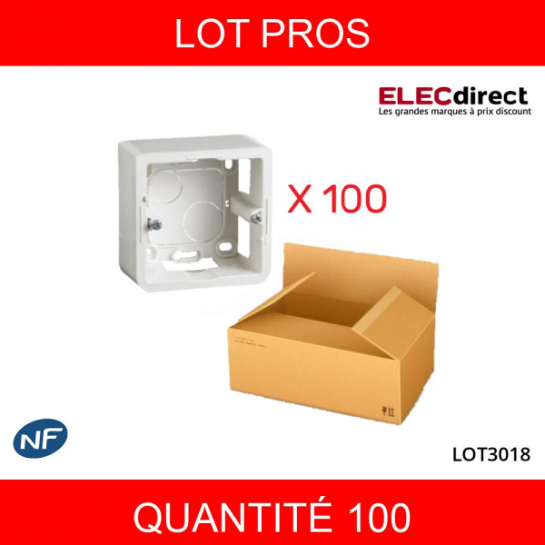 LEGRAND - LOT PROS - Mosaic - Cadre saillie 1 poste - prof 40 - 2 modules - 080281x100