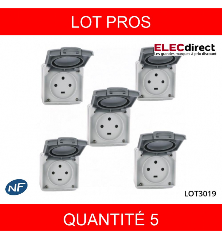 Legrand Plexo - LOT PROS - Prise de courant 2P+T 16A 230V - IP55/IK07 -  069731x10 - ELECdirect Vente Matériel Électrique