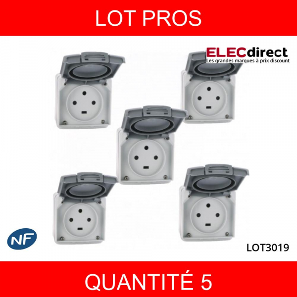 LEGRAND - LOT PROS - Plexo - Prise de courant 3P+T 20A - saillie - IP55/IK08 - 091656X5