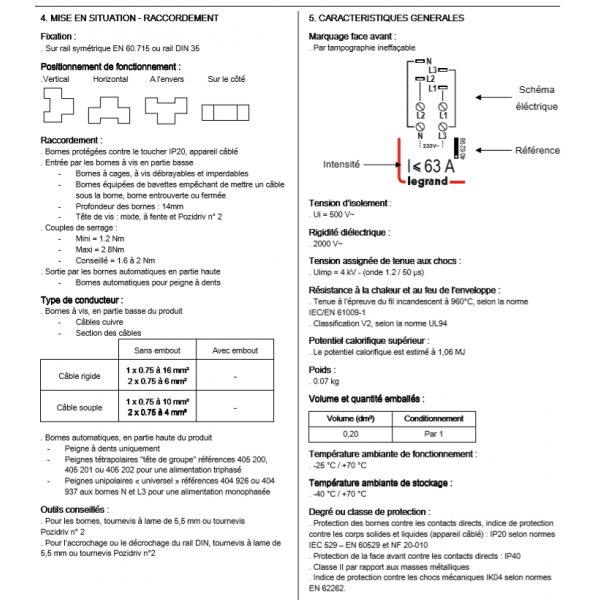 LEGRAND - LOT - Module de raccordement tétrapolaire - Réf : 406298X5