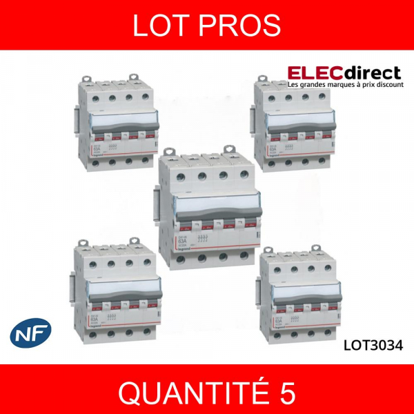 LEGRAND - LOT PROS - DX3 Interrupteur-sectionneur tétrapolaire 63A - Réf : 406481X5