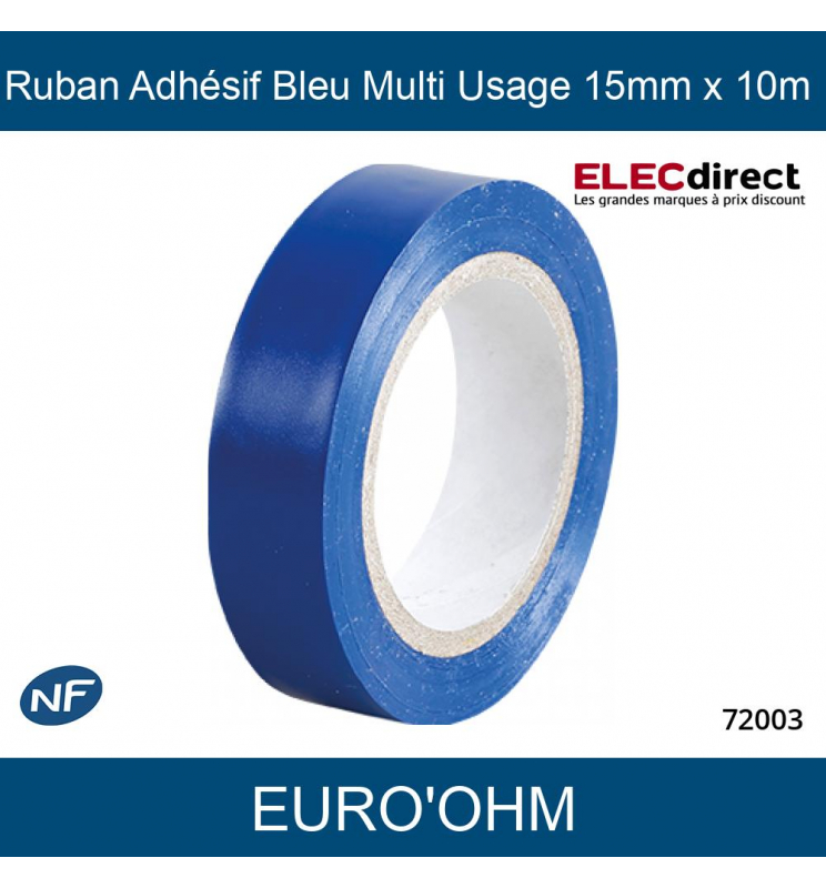 Scotch électrique Bleu 10m x 19mm - Ruban adhésif isolant