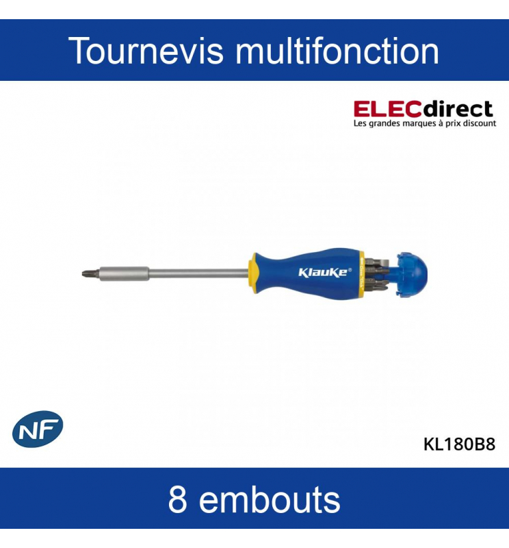Klauke - Tournevis multifonctions avec 8 embouts - Réf : KL180B8