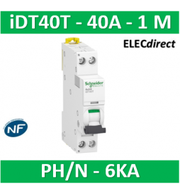 SCHNEIDER - Acti9 iDT40T - disjoncteur modulaire - 1P+N - 40A - courbe C - 4500A/6kA- SCHA9P22640