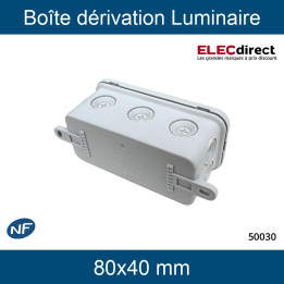 EUR'OHM - Boîte Dérivation mono-matière pour luminaire 80 x 40 mm - Réf : EUR50030