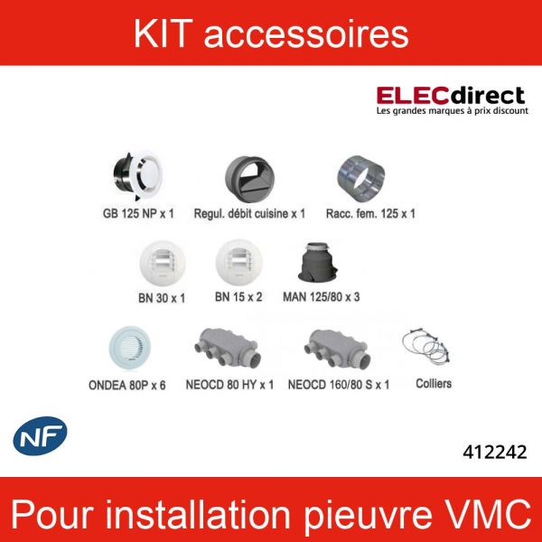 Bouche d'extraction D 80 VMC hygroréglable + kit TWIST&GO - ATLANTIC