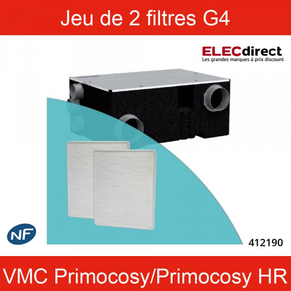 Atlantic - Jeu de 2 filtres G4 pour VMC double flux Primocosy et Primocosy  HR - Réf : 412190 - ELECdirect Vente Matériel Électrique