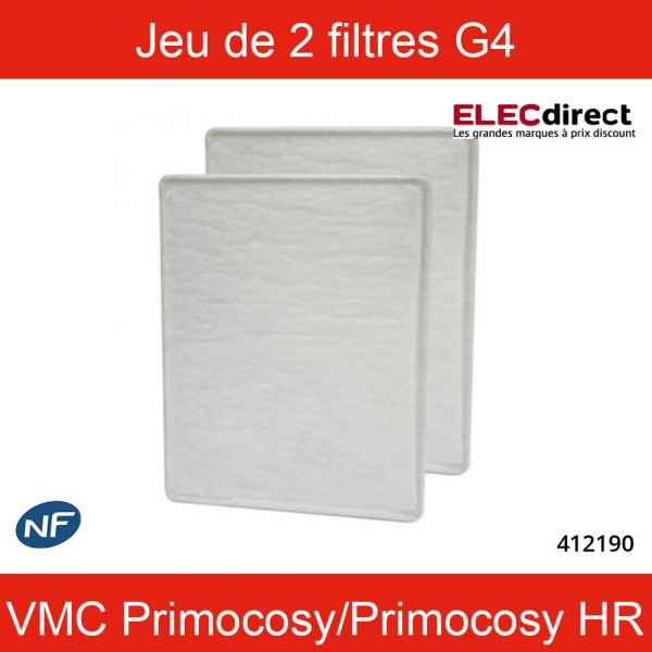 Atlantic - Jeu de 2 filtres G4 pour VMC double flux Primocosy et Primocosy  HR - Réf : 412190 - ELECdirect Vente Matériel Électrique