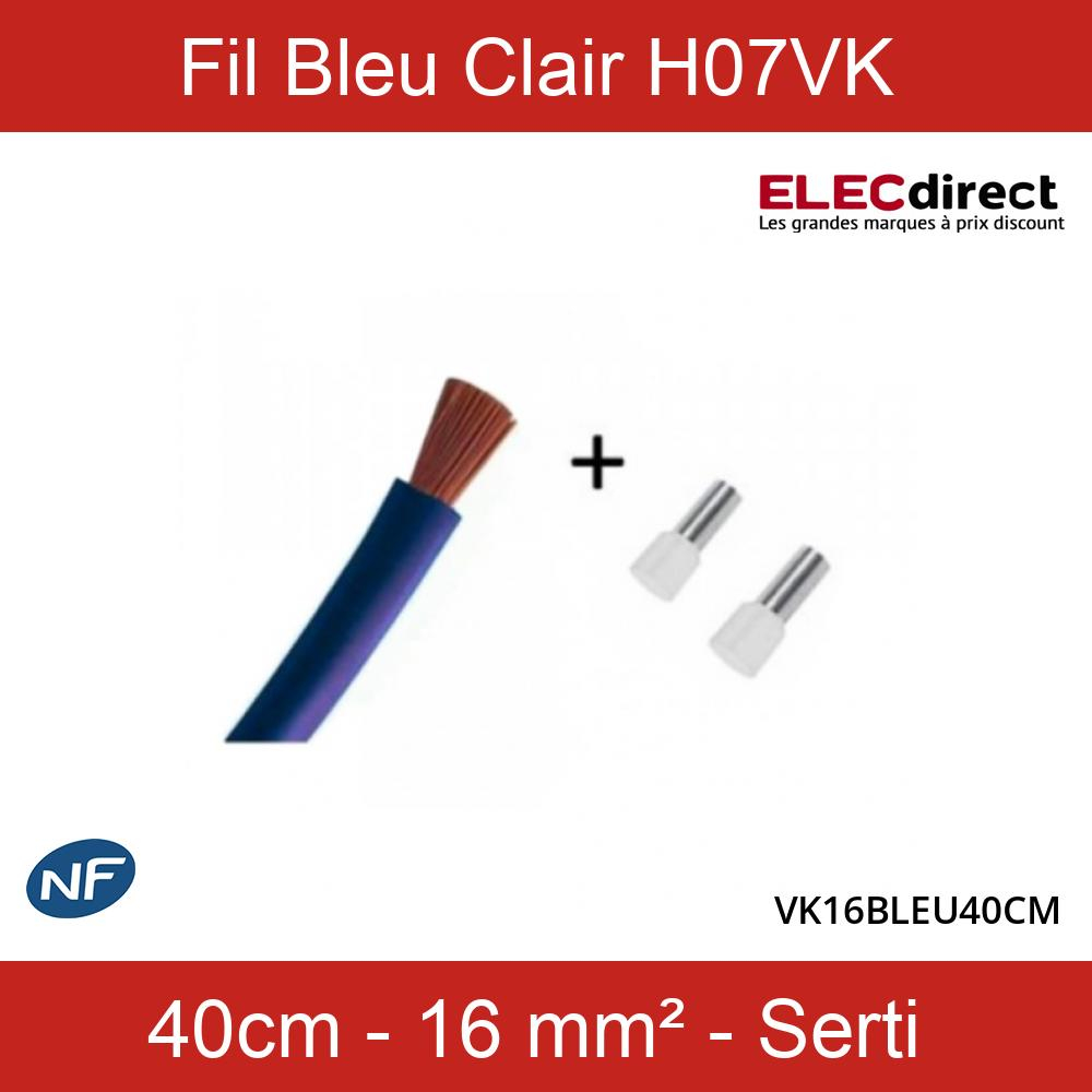 Fil souple HO7VK16B bleu 16mm2 vendu au mètre