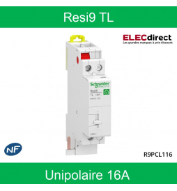 Schneider - Télérupteur RESI9 TL - Unipolaire 16A - 250V - Réf : R9PCL116