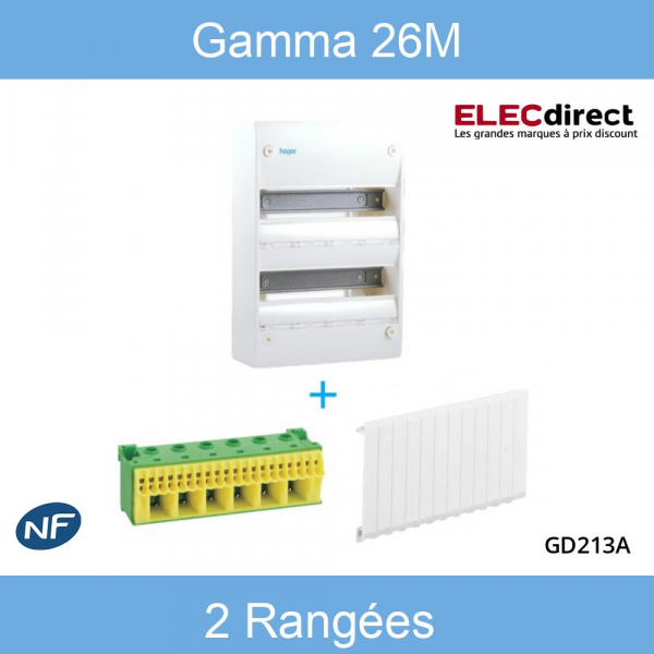 Coffret électrique Hager GAMMA 2 rangées 13 modules Réf. GD213A