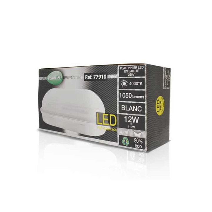 Miidex - Plafonnier LED Ovale - 12W - 1320 Lm - 4000°K - Réf : 77910