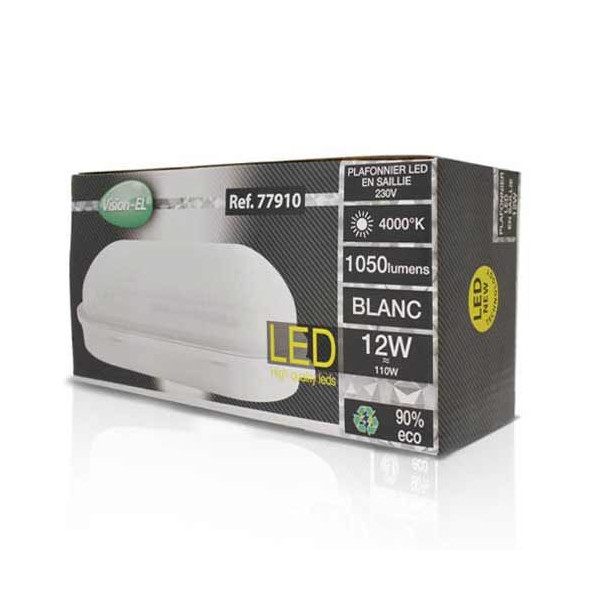 Miidex - Plafonnier LED Ovale - 12W - 1320 Lm - 4000°K - Réf : 77910