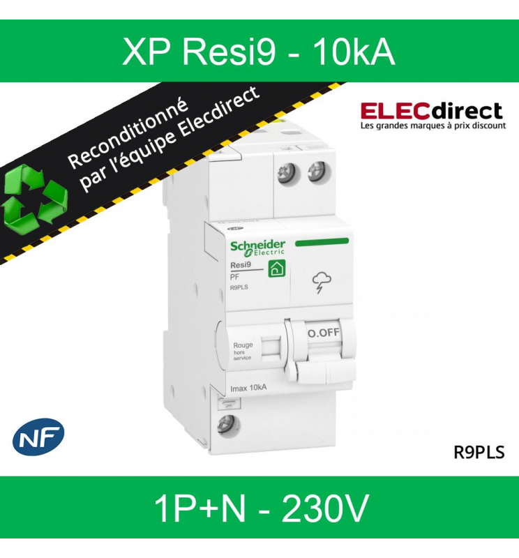 Schneider - XP Resi9 - Parafoudre Combi - 10kA - 1P+N - sans accessoires -  Réf : R9PLSR - ELECdirect Vente Matériel Électrique