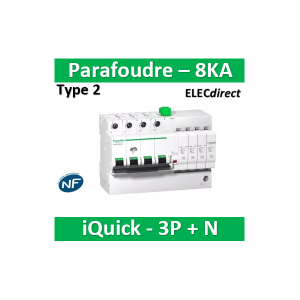Parafoudre 1P+N Acti9, iPRD 8r Schneider Electric