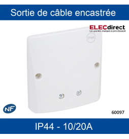 Eur'Ohm - Sortie de câble encastré - IP44 - 10/20A - Réf : 60097 -  ELECdirect Vente Matériel Électrique