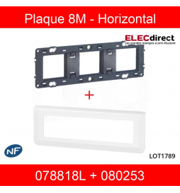 Legrand Mosaic - Plaque 8 modules + support - horizontal - 078818L+080253