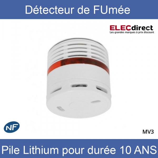 Miidex - Détecteur de fumée autonome Vision-EL - Pile Lithium - Blanc - IP20 - Réf : MV3
