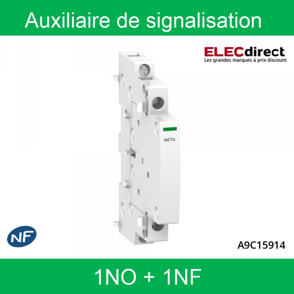 Schneider - Acti9 - iACTs - Auxiliaire de signalisation 1NO + 1NF pour ICT - Réf : A9C15914