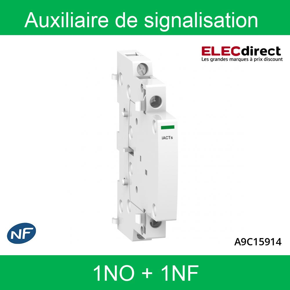 Schneider - Acti9 - iACTs - Auxiliaire de signalisation - 1NO + 1NF - pour ICT - Réf : A9C15914