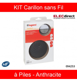 Kit Carillon Radio sans Fil Confort à Piles - Anthracite 