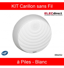 Legrand - Kit Carillon sans fil Confort - à Piles - Blanc - Réf : 094252