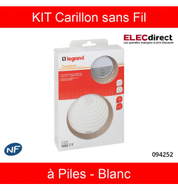 Legrand - Kit Carillon sans fil Confort - à Piles - Blanc - Réf