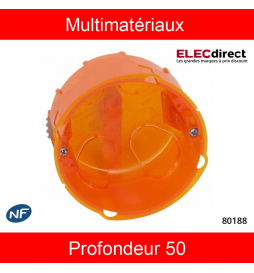 Legrand - Batibox - Boîte d'encastrement simple multimatériaux - Ø80 mm - Prof. 50 mm - Réf : 80188